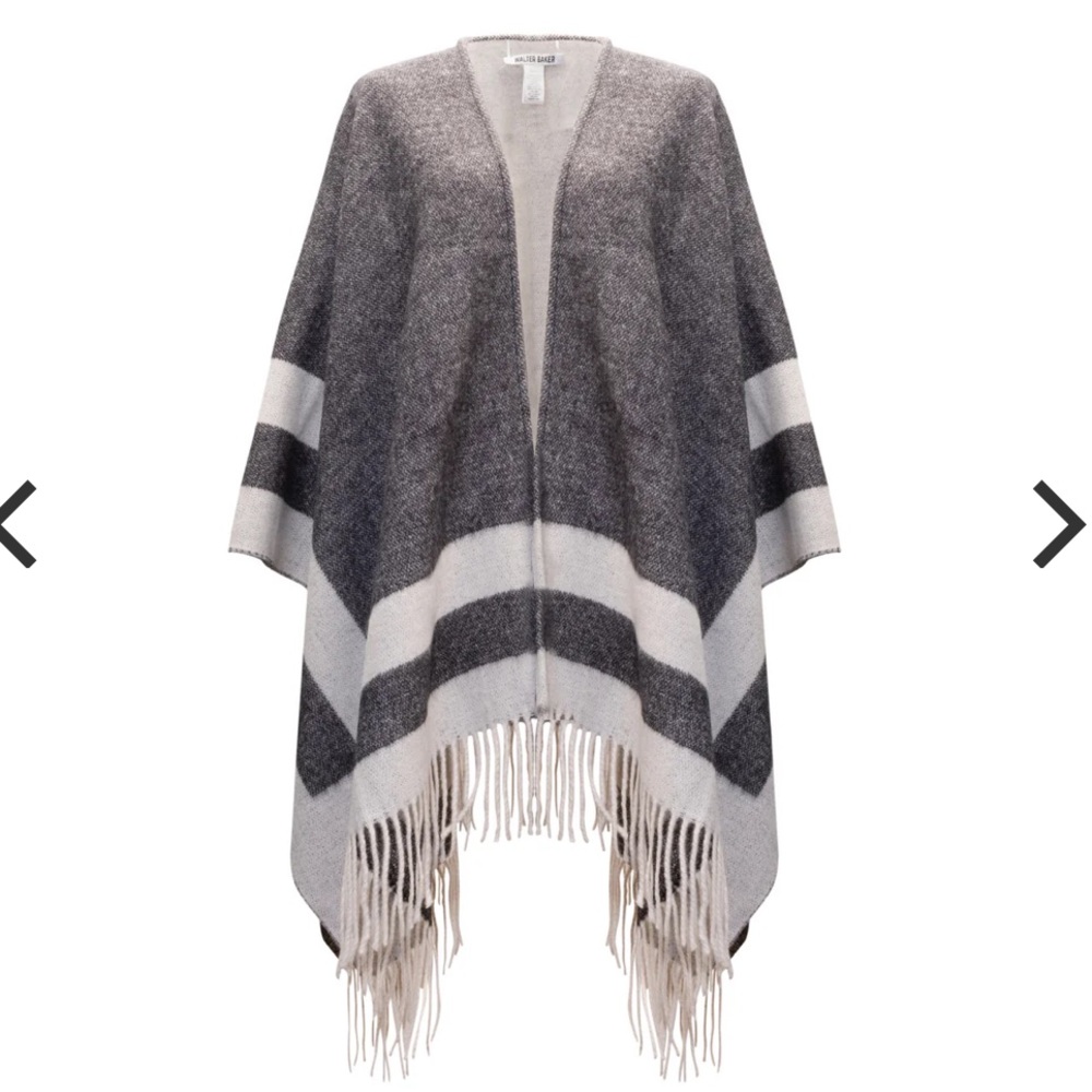 Walter Baker grey and white poncho. Reversible